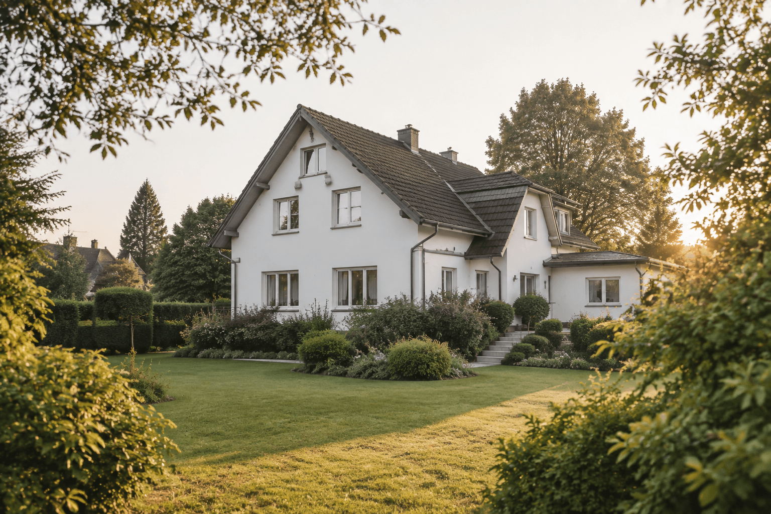 Großes Einfamilienhaus in einem gepflegten Garten